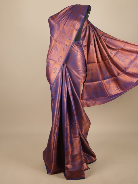 

Pothys Blue & Copper-Toned Ethnic Motifs Zari Jute Silk Saree