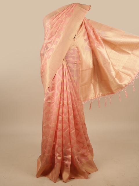 

Pothys Pink & Gold-Toned Ethnic Motifs Zari Jute Silk Saree