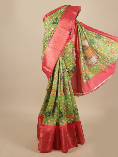 

Pothys Green & Red Kalamkari Zari Saree
