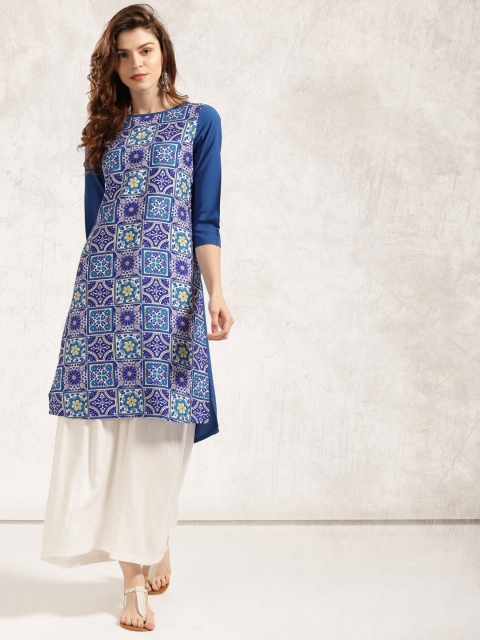 

Anouk Women Blue Printed A-Line Kurta