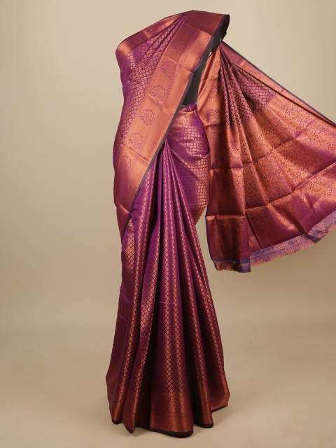 

Pothys Violet & Copper-Toned Ethnic Motifs Zari Jute Silk Saree