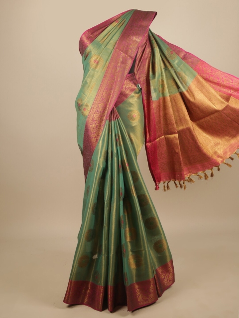

Pothys Green & Magenta Ethnic Motifs Zari Jute Silk Saree