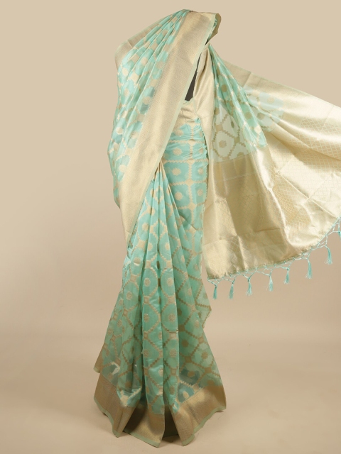 

Pothys Green & Gold-Toned Zari Jute Silk Saree