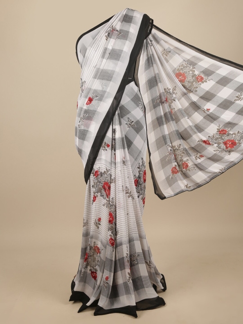 

Pothys White & Black Floral Saree