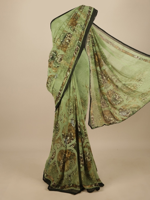 

Pothys Green & Black Floral Saree