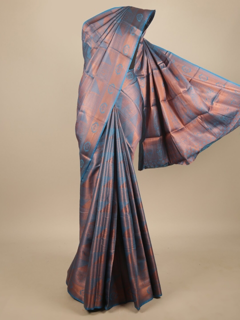 

Pothys Blue & Copper-Toned Ethnic Motifs Zari Jute Silk Saree