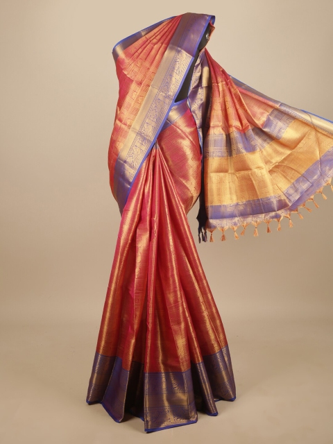 

Pothys Pink & Blue Ethnic Motifs Zari Jute Silk Saree