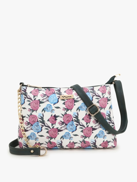

SHINING STAR Green Floral Printed PU Structured Sling Bag