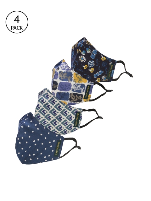 

Calvadoss Women Pack Of 4 Printed 3-Ply Reusable Cotton Cloth Mask, Blue