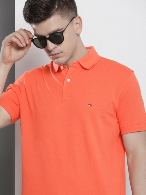 

Tommy Hilfiger Men Orange Solid Polo Collar T-shirt