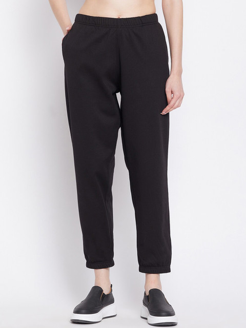 

FRENCH FLEXIOUS Women Black Solid Relaxed Fit Joggers