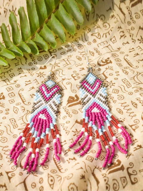 

Diwaah Pink & Blue Contemporary Drop Earrings