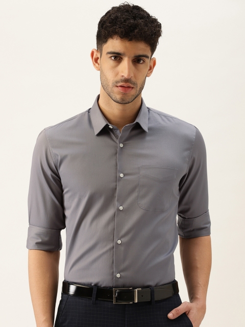 

Peter England Men Grey Solid Full Sleeved Formal Shirt
