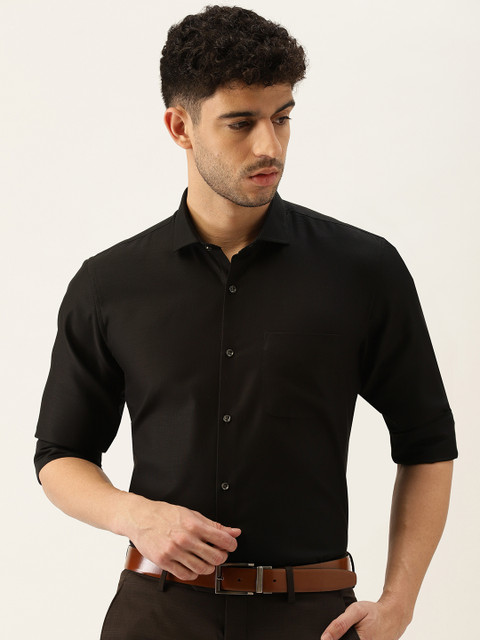 

Peter England Men Black Solid Slim Fit Full Sleeved Formal Shirt