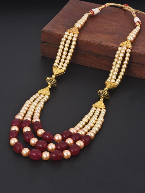 

Tistabene Red & Gold-Toned Pearls Necklace