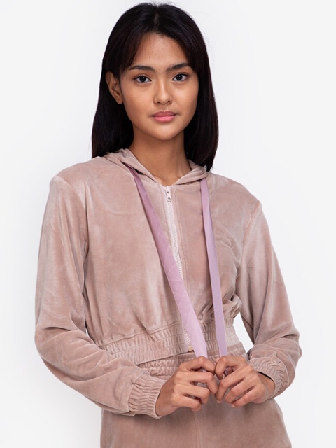

ZALORA BASICS Women Beige Hooded Sweatshirt