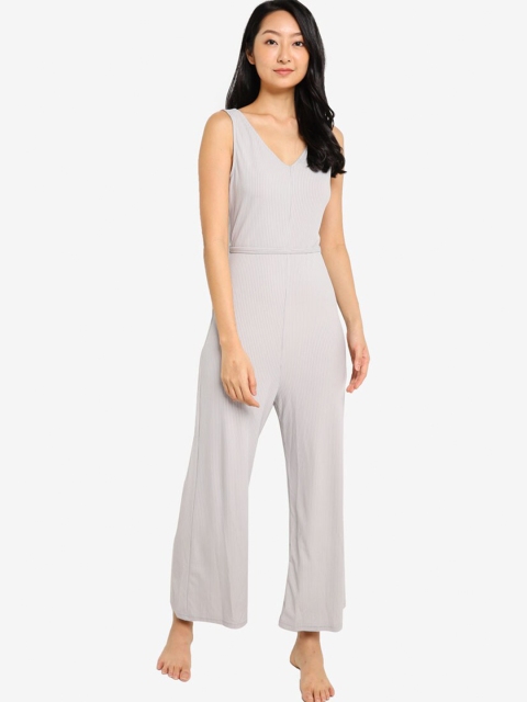 

ZALORA BASICS Grey Striped Basic Jumpsuit