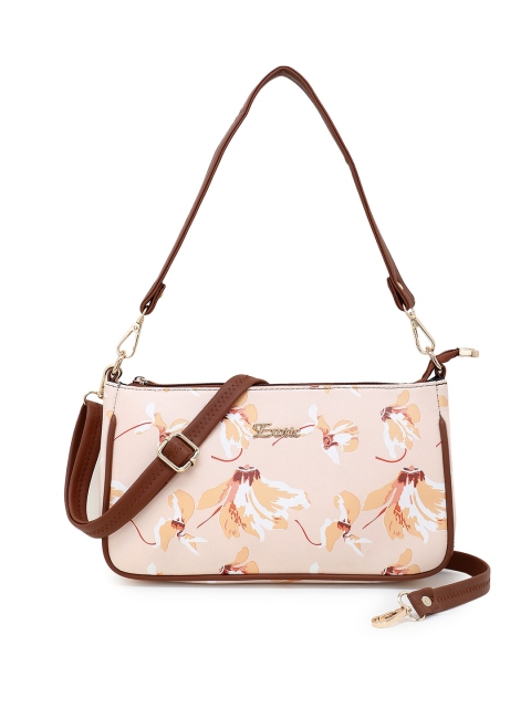 

Exotic Cream-Coloured Floral Printed PU Structured Sling Bag