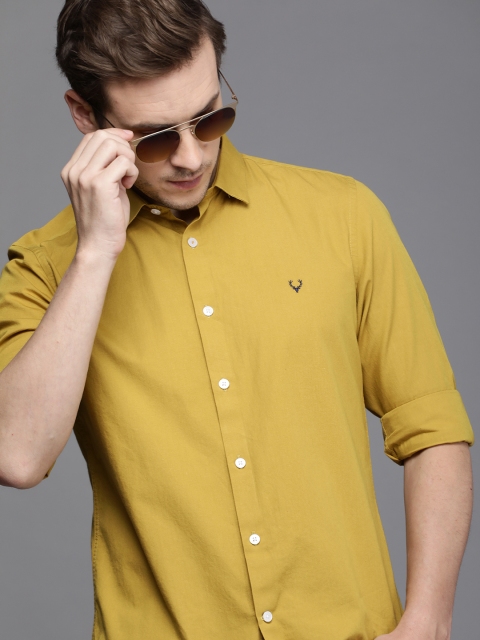 

Allen Solly Sport Men Yellow Solid Slim Fit Pure Cotton Casual Shirt