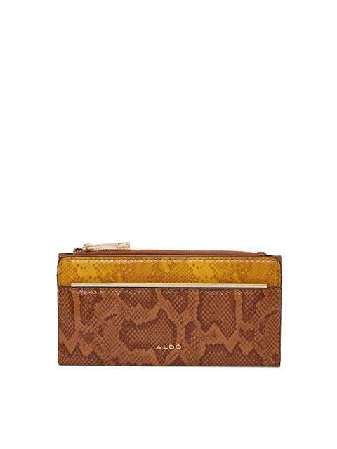 

ALDO Women Brown & Mustard Animal Textured Zip Detail PU Wallet