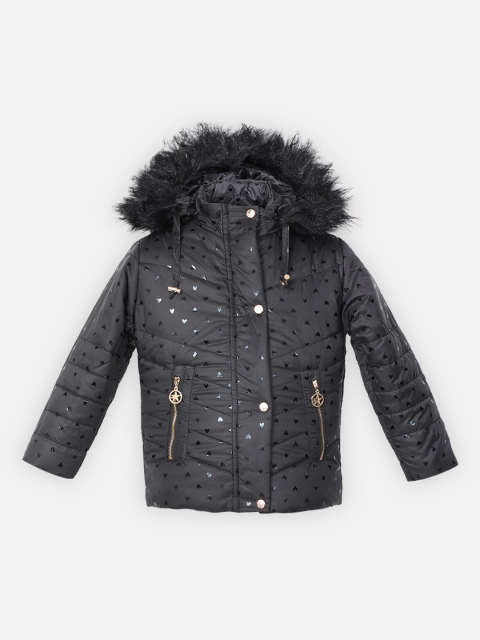 

LURE JUNIOR Girls Black Hooded Padded Jacket