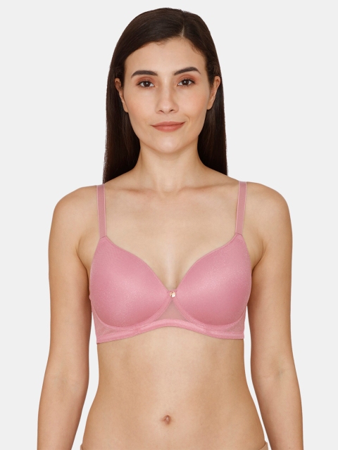 

Zivame Pink Solid Underwired Lightly Padded Bra