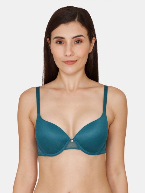 

Zivame Blue Bra Underwired Lightly Padded Push-Up Medium Coverage Bra