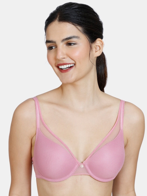 

Zivame Women Pink Underwired Lightly Padded Seamless T-Shirt Meshed Bra