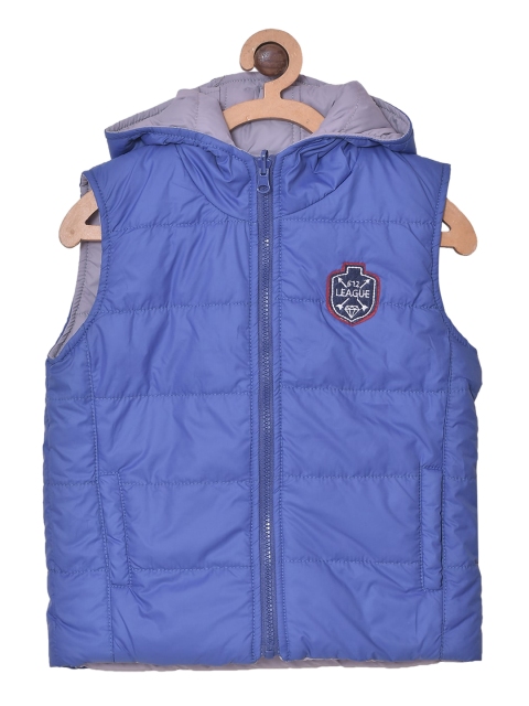 

612 league Boys Blue Hooded Reversible Padded Jacket