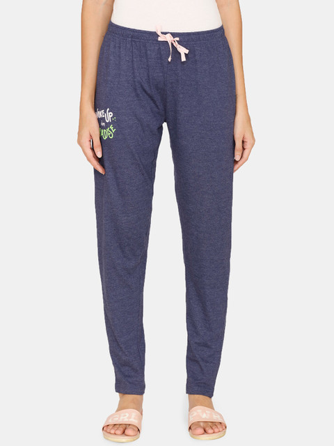 

Rosaline by Zivame Woman Blue Knit Cotton Lounge Pants