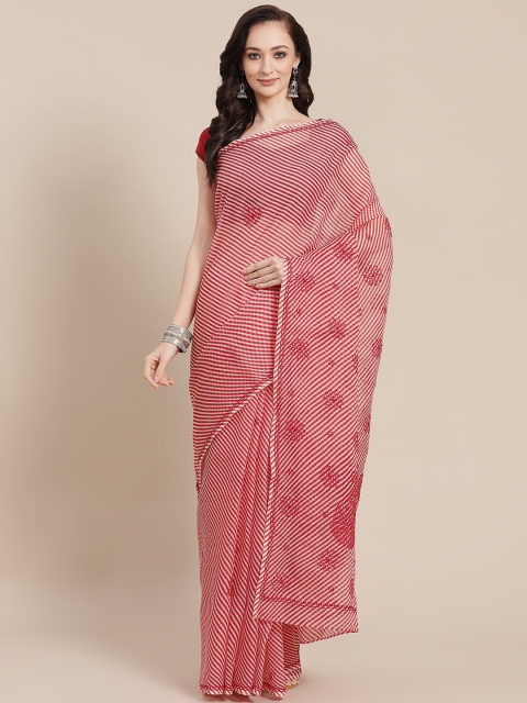 

ADA Red Ethnic Motifs Chikankari Kota Handloom Saree