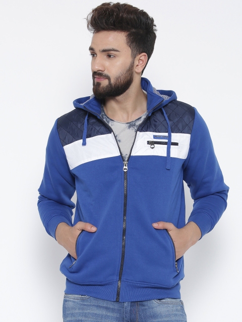 

Cloak & Decker by Monte Carlo Blue Colourblocked Hooded Sweatshirt