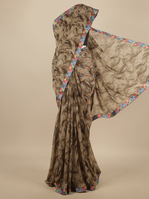 

Pothys Women Brown Poly Chiffon Printed Saree