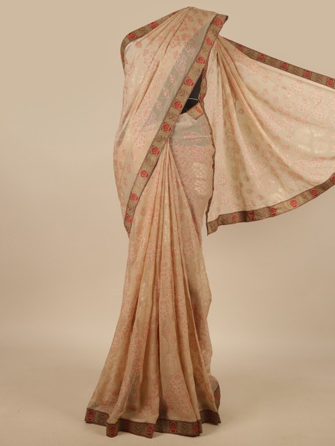 

Pothys Cream & Red Floral Printed Saree