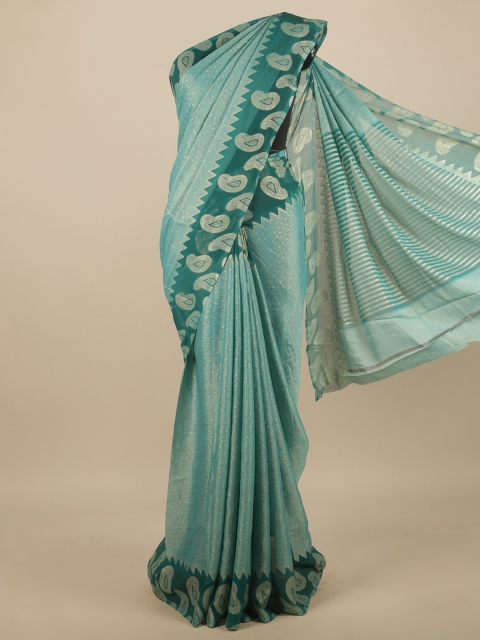 

Pothys Blue Paisley Printed Poly Chiffon Saree