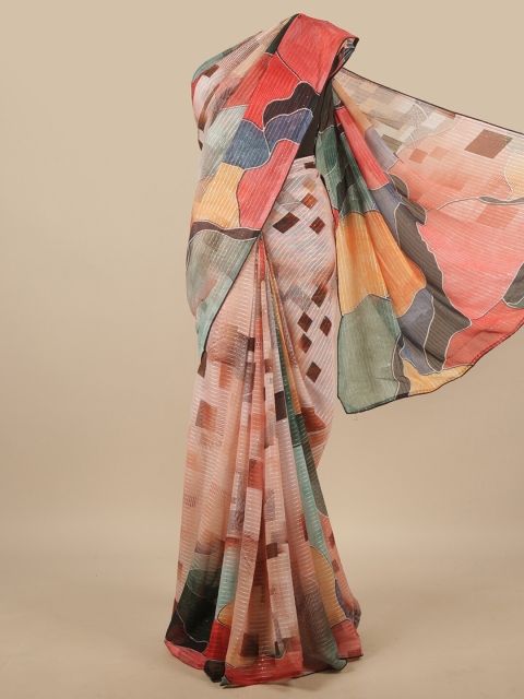 

Pothys Multicoloured Geometric Printed Poly Chiffon Saree, Multi
