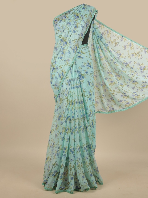 

Pothys Green & Blue Floral Printed Saree