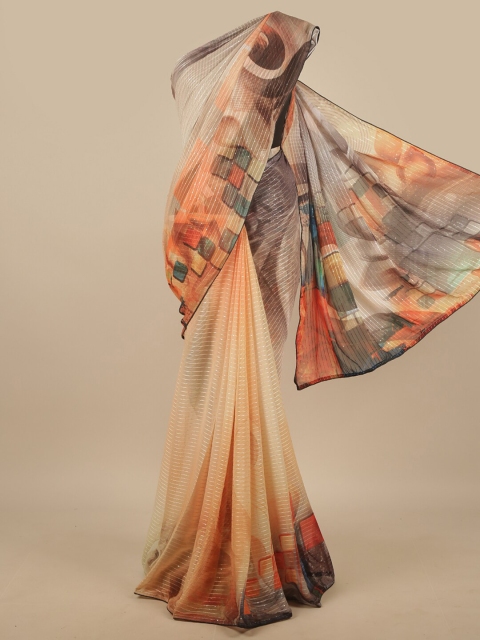 

Pothys Multicoloured & Black Floral Printed Poly Chiffon Saree, Multi