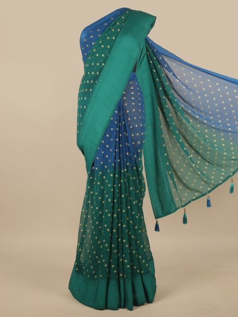 

Pothys Green & Blue Embellished Poly Chiffon Saree