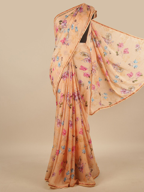 

Pothys Peach-Coloured Floral Printed Saree