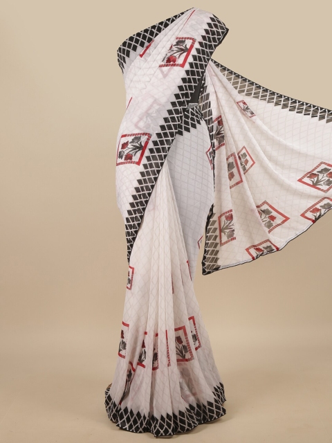 

Pothys White & Black Floral Printed Saree