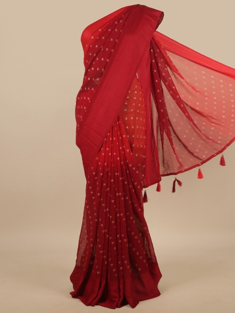 

Pothys Maroon & Gold Woven Design Poly Chiffon Saree