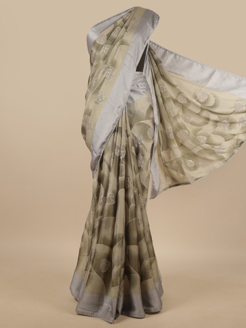 

Pothys Grey & Gold-Toned Floral Saree