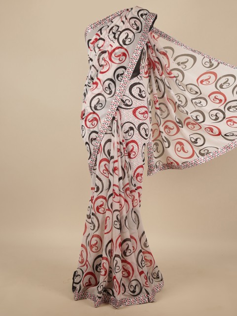 

Pothys Off White Printed Chiffon Saree