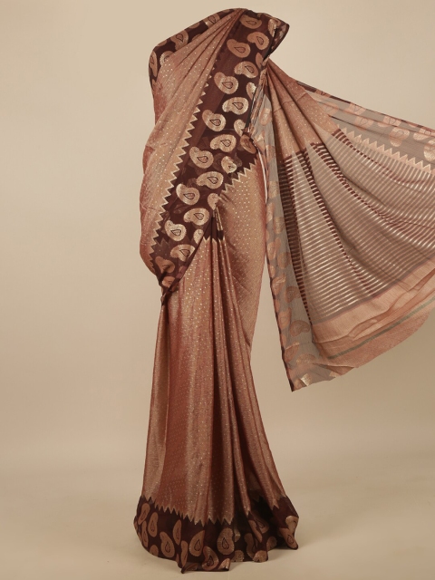 

Pothys Brown & Gold-Toned Embellished Sequinned Saree