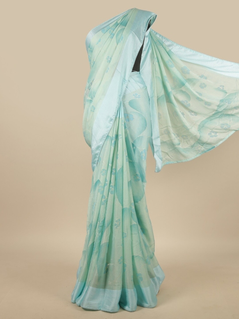 

Pothys Blue Floral Printed Poly Chiffon Saree