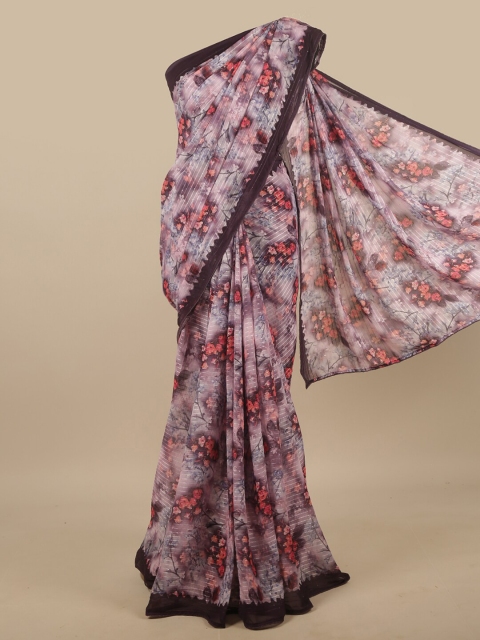 

Pothys Purple & Pink Floral Sequinned Saree