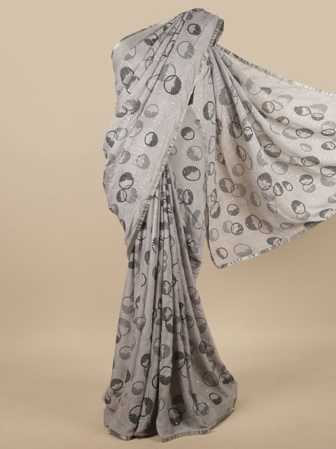 

Pothys Grey & Black Printed Sequinned Saree