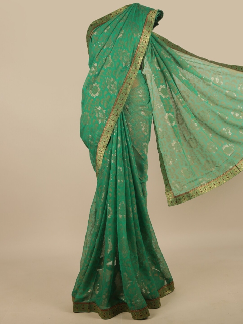 

Pothys Green & Gold-Toned Ethnic Motifs Zari Saree
