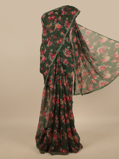 

Pothys Green & Red Floral Printed Saree